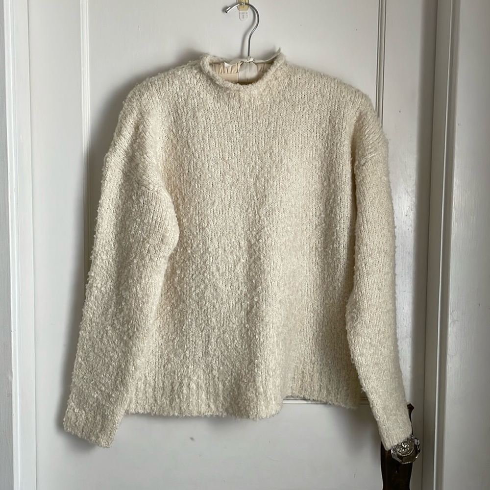 J. Crew funnelneck sweater, ivory, size M